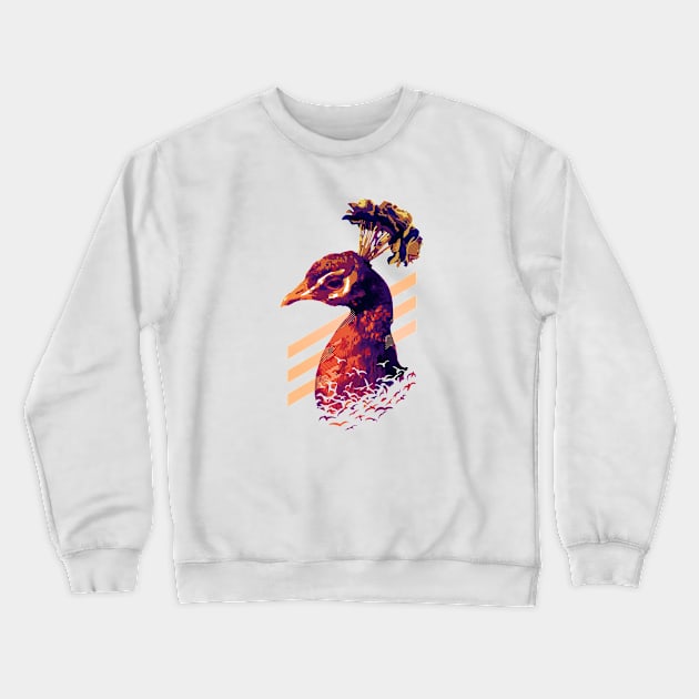 Peacock Sunset Crewneck Sweatshirt by nippyer